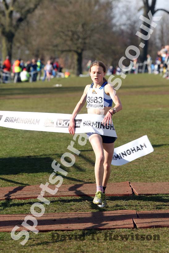 Bobby Clay wins the Under-15 Girl, McCain Inter Counties Cross Country, Cofton Park, Birmingham.